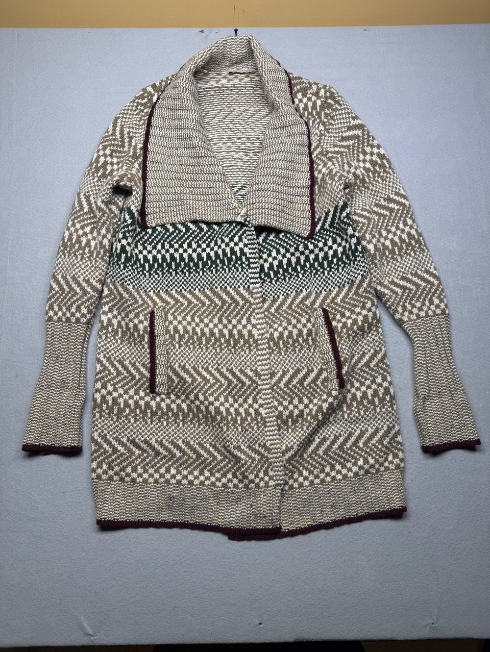 Soft Surroundings Knit Cardigan Sweater Women Beige Green M